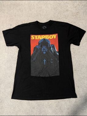 The Weeknd Starboy Graphic Tee XO Shirt Black Band Tee Size Large